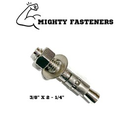 MIGHTY FASTENERS Wedge Anchors, 3/8" x 2-1/4" - Premium 304 Stainless Steel, Heavy-Duty Expansion Bolts for Concrete & Masonry, Anti-Rust Performance, Durable - 25 Pack