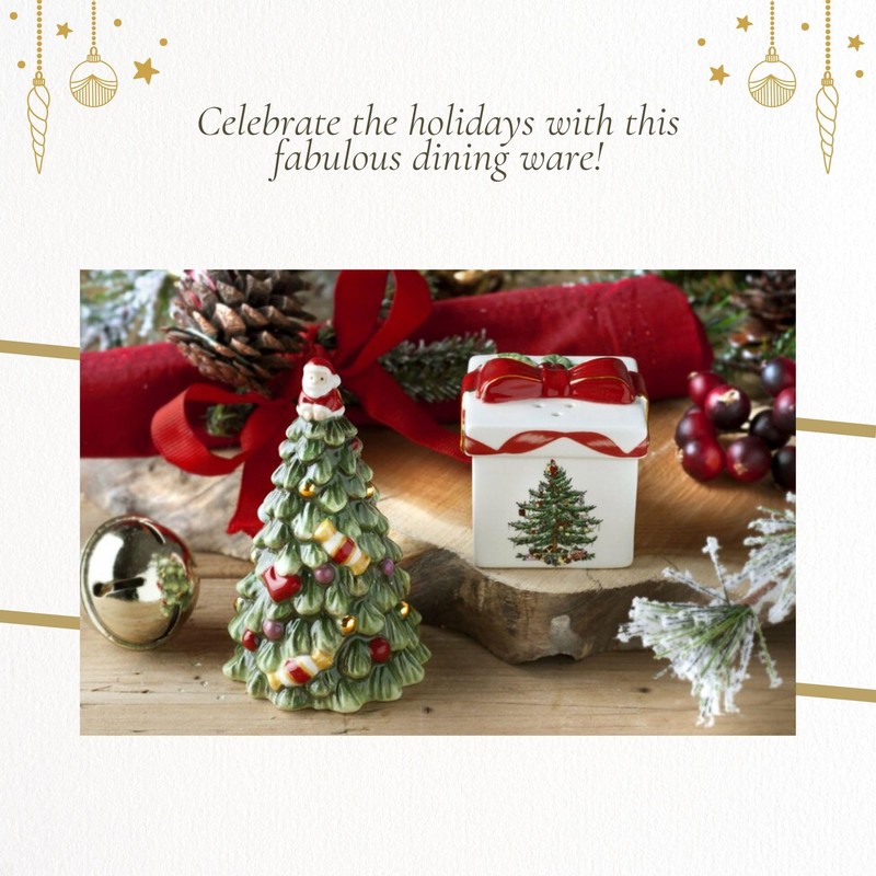 Spode Christmas Tree and Gift Salt & Pepper Shaker Set