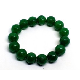 Yigedan Armband mit 12 mm großen grünen Jadeperlen, dehnbar, für Damen und Herren, Jade