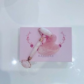 Unbranded Rose Quartz Jade Roller & Gua Sha Face Body Facial Therapy Massager Stone NWT