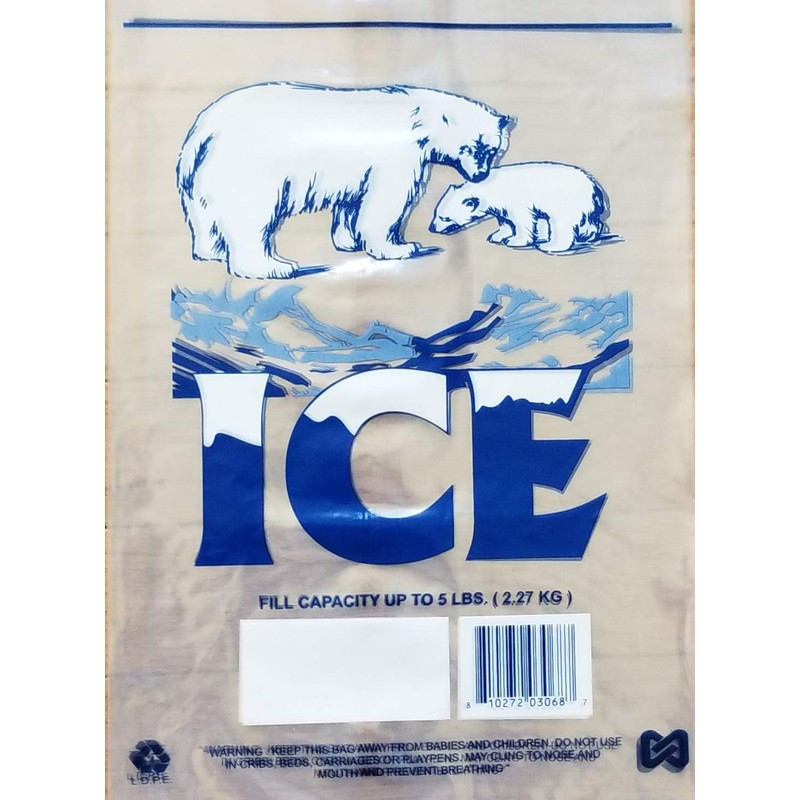 Ice Bags with Twist Ties, 9" W x 18" H