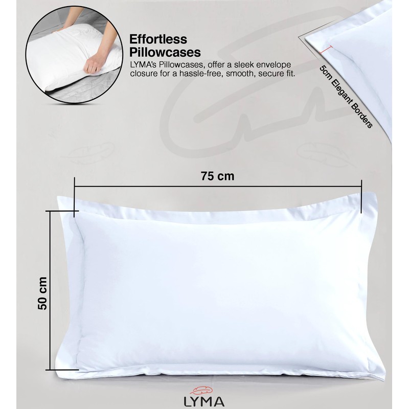 LYMA Bedding Pillow Cases 2 Pack, Ultra Soft Breathable Oxford