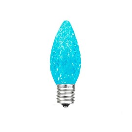 Novelty Lights 25PK C7 LED Faceted Ultra Bright Dimmable Outdoor Christmas Light Replacement Bulbs, String Lights (Teal)