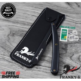 FRANKY,S  Stainless Steel Handle Straight Edge Barber Razor Folding Knife&10 Shaving