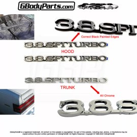 Gbodyparts 84-87 GN Turbo T-type Regal 3.8 SFI Turbo CORRECT HOOD & TRUNK Script Emblem Set