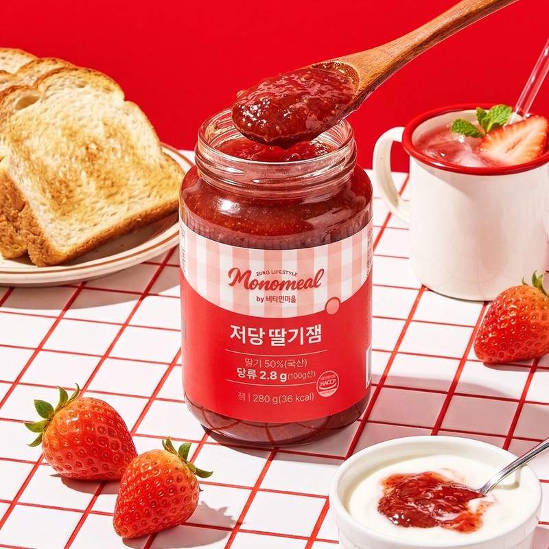 Vitamin Village Monomil Low Sugar Jam Allulose Strawberry Jam, 280g,