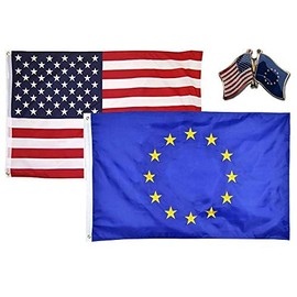 JumpingLight Wholesale USA & European Union Country 3x5 3x5 Flag & Friendship Lapel Pin - Quality Flags