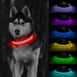 LED Dog Collar, Light Up Dog Collar, Lighted Dog Collar Adjustable for Night Walking, Glow in The Dark Dog Collars Light with USB Rechargeable Color Changing Waterproof for Dogs (Small)