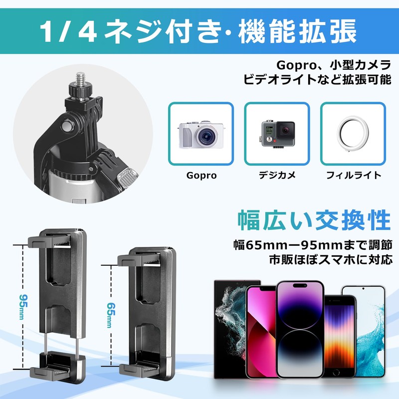 Selfie Stick, Wireless Mini Tripod Stand, For Both Tripods/Monopods, 360°