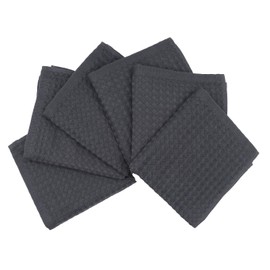 GQZLUCK 100% Natural Cotton Classic Waffle Weave Dish Cloths, Soft Ultra Absorbent Bath Hand FaceTowel, Fast Drying Lightweight Washcloth, Set of 6 (Dark Gray)