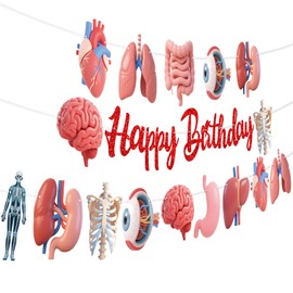Human Anatomy Body Part Party Banners 3Pcs Happy Birthday Doctor Nurse Theme Birthday Party Supplies