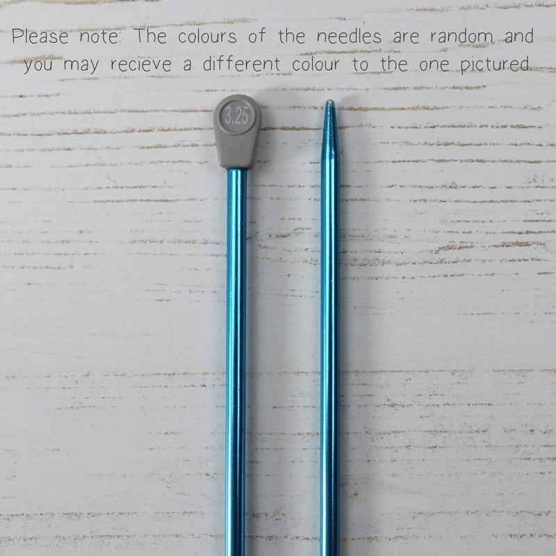 Coloured Knitting Needles Aluminium Metal Knit Pins 3.25mm x 35cm