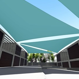 TANG Sunshades Depot 16'x16'x16' Equilateral Triangle Turquoise Waterproof 260 GSM Customize Order Sun Shade Sail Curved Edge for Patio Awning Garden Pergola Gazebo Backyard Deck Outdoor Facility