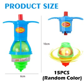 Pack of 15 LED Spinning Tops for Children, Luminous Spinning Tops, Ejectable Spinning Tops with Light, Desktop Gyro, Luminous Toy, Toy Spinning Top for Children Party Favours, Children's Birthday,