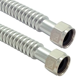TT FLEX Stainless Steel Corrugated Water Heater Connector Flexible for Water Heater Water Softener,1" FIP x 1" FIP, 1" ID x 18" Length (2 Pack)