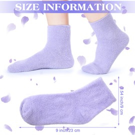 Tarpop 3 Pares Calcetines Hidratantes de Aloe de Spa para Pies Secos Agrietados Calcetines de Gel Infundidos Vellosos para Dormir Regalo Navideño de Calcetines de Loción (Morado y Blanco)