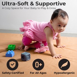 Primica Padded Play Mat for Baby - Large Soft Foam Mat for Floor with Plush Fabric - Safe, Comfortable & Durable Playmat for Babies & Toddlers - Easy to Clean
