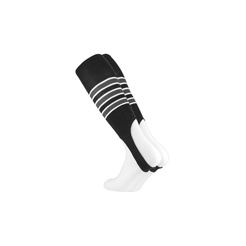 Striped Baseball Stirrups Pattern D (Black/White/Graphite, Large)