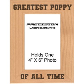 Grandpa Gift Greatest Poppy of All Time Engraved Natural Wood Picture Frame Fathers Day