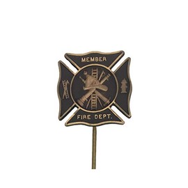 Bronze Premium Grave Marker, Fireman Firefighter Marker, Cemetery Memorial Flag Holder, Rememberance Plaque, Made in USA