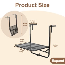 SERdeerCH Outdoor Folding Hanging Table 4 Storey Height Adjustable,Folding Armrest Table,Suitable for Balcony Deck Outdoor Garden Terrace