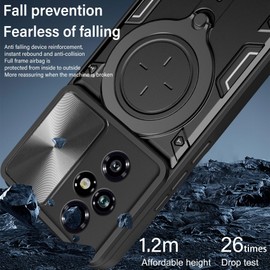 CCSmall for Honor 200 Armor Case with Slide Camera Cover for Men, Military Grade Shockproof Case with Rotatable Big Ring Kickstand for Honor 200 5G JS Rose Gold