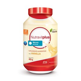 Vitaminas Y Minerales En Polvo NutravitPlus By Gaero Shop-NutraCeltics-Alto En Proteínas-Sabor Vainilla-Con Fibra-Con Menos Azúcar-Endulzado Naturalmente Con Stevia-425grs- Suplemento Alimenticio