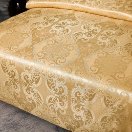 TUMAN Pro Duvet Cover Set European Luxury Satin Embroidery 3-Piece Bedding Set Soft Comfortable and Lightweight Gold King Duvet Cover (No Quilt) (Gold, King)