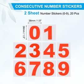 PATIKIL 1.5" Reflective Number Stickers 0-9, 2 Set Vinyl Mailbox Number Decals Self-Adhesive Stickers for Outside Cars Doors Windows Signs Indoor Outdoor, Reflective Red