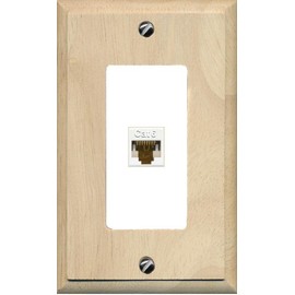 RiteAV 1 Port Cat6 Ethernet Wall Plate Jack Female-Female - 1 Gang [Wood/White]