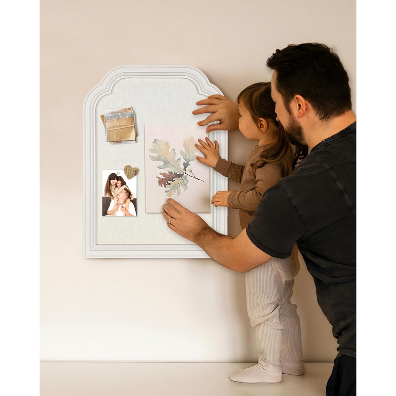 Bulletin Board with Linen, 13x17 inches Pin Board with White