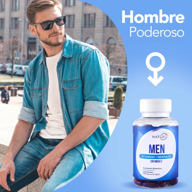 Men Multivitamnico Omega 3 120 Softgels Natgel Sin Sabor