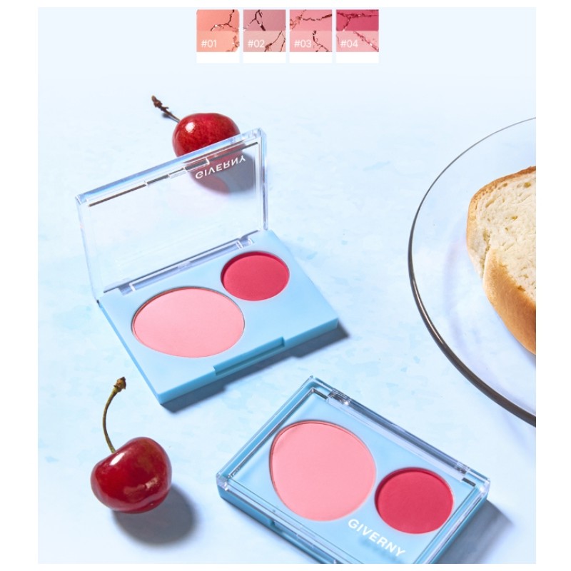 GIVERNY Fluffy Dual Blusher 7.4g, Color:01 Peach Macaron