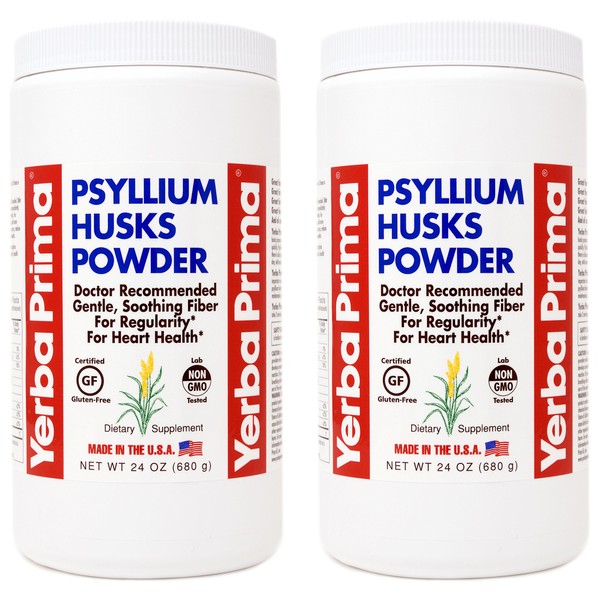 Yerba Prima Psyllium Husks Powder - 24 oz (Pack of 2) - Unflavored - Fine Ground - Fiber Supplement