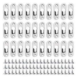 30 Pieces Keyhole Hangers Picture Hangers Metal Picture Hangers Picture Hangers Photo Frame Hooks for Hanging with 60 Pieces Screws and Storage Box, Silver, 44 mm