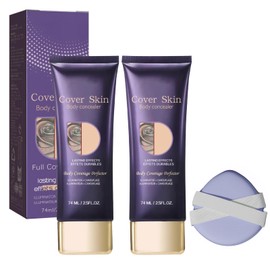 2 Stück Suprem Creme Body Perfector, Body Coverage Perfector, Körper Make Up Wasserfest mit Doppelbandage Luftkissen Puderquaste, Wasserfestes,Lang Anhaltendes Körper-Make-Up,Deckt Sonnenschäden
