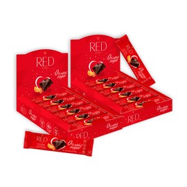 RED Delight - Orange and Almond Dark Chocolate Bar With No Added Sugar, Keto Friendly, 0.92 oz bars, 24 pack