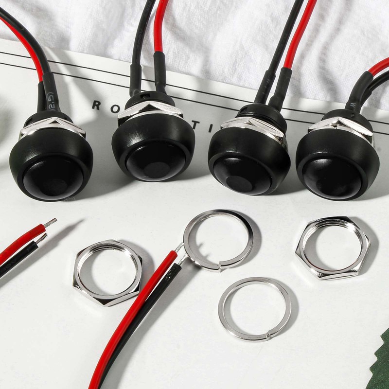 8pcs 12mm Momentary Push Button Switch,1/2” Waterproof Momentary Switches, Mounting
