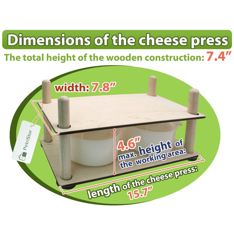 Wooden Cheese Press for Cheese Making Supplies 16 in Wooden