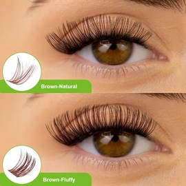 ALLOVE Brown Lash Clusters Individual Lashes Natural and Fluffy Colored DIY Lash Extensions Multi-type 0.07mm D Curl 10-16mm Brwon Cluster Eyelash Extensions for Self Application at Home