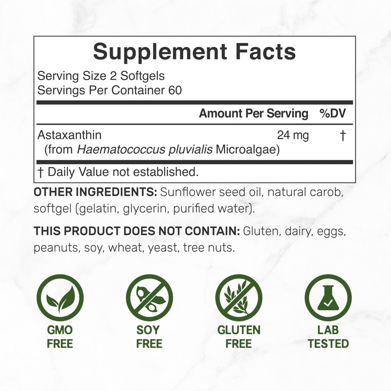 DEAL SUPPLEMENT Astaxanthin 24mg Per Serving, 120 Softgels – Double