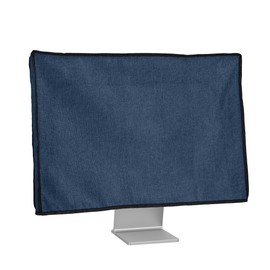 kwmobile Linen Case Compatible with 27-28 Inch Monitor - Protective Dust Cover for PC Screen - Computer Screen Cover Dust Hood in Blue Grey