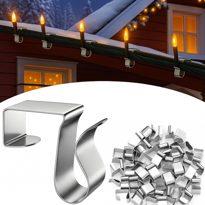 200 Pcs Metal Gutter Hooks for Christmas Outdoor Light Hangers