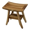 HomeRoots Compact Rectangular Teak Shower Outdoor Bench With Shelf In