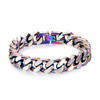 LUCKY2+7 Bracelets for Men-Stainless Steel Fold Over Clasp Cuban Chain