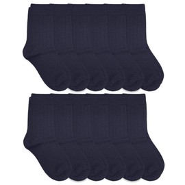 Jefferies Socks Boys School Uniform Rib Crew Dress Socks 12 Pair Pack (M - USA Shoe 12-6 - 5-10 Years, Navy)