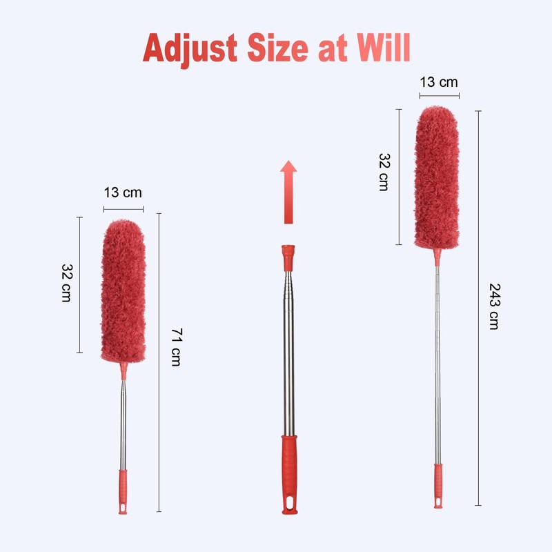 OFFCUP Extendable Feather Duster, Microfiber Duster with Extra Long 100