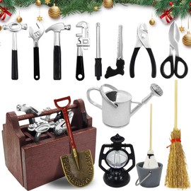 Pack of 15 Miniature Gnome Accessories, Gnome Accessories Christmas, Gnome Tool Box with Gnome Tools, Gnome Accessories, Gnome Tool, Gnome Case, Dollhouse Accessories, Christmas