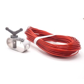 Aluminium hand tightening wire tool with 100 feet (30 metres) red plastic steel rope, suitable for tightening swimming pool covers, outdoor camping and other occasions that tighten the
