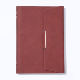 A5 Leather Ring Binder, 6 Round Rings Refillable Notebook Binder, Multiple Pockets for Storing Cards, 100 Sheets of Paper